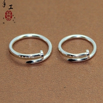 Handmade custom s999 foot silver sterling silver ring from the stars you Quan Zhixian thousand Songyi screw Willow nail