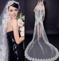  Special offer Korean multi-layer 1 5 meters 3 meters white red lace bride wedding wedding dress extra long veil