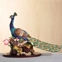 Fang Asia European ceramic Peacock ornaments home accessories wedding gifts (with wooden bottom sitting) TV cabinet wine cabinet