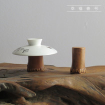 Bamboo whip cover Pot holder Bamboo root Bamboo cover Pot cover Holder Cup cover holder Pot cover holder Creative Tea Ceremony accessories