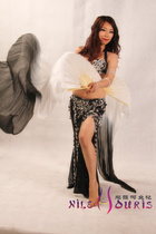 Neilos open bin price belly dance real silk fan long silk fan white gradient ink black 1 5m * 0 9m