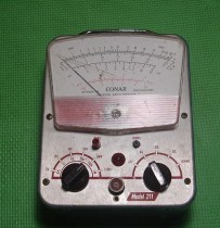 Antique tube multimeter machine has 12BH7A 6X4 tubes inside the antique tube multimeter machine