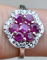 * Xingyi * 925 Silver Platinum Natural Ruby Luxury Ring Valentines Day Gift