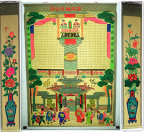 High 145cm hand-painted mounted family Hall axis Genealogy Family Genealogy Family shadow ancestor Zhongtang lineage picture hanging shaft