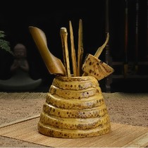 Bamboo Root Tea Ceremony Six Gentleman Set Teapoon Tea Leaks Ebony Bamboo Kung Fu Tea Set Tea Ceremony Accessories