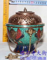 Inlaid turquoise incense burner incense burner incense diffuser 15cm high
