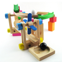 Childrens educational track roller coaster toy set wooden ball building blocks 3-6-8 years old boy intelligence Assembly