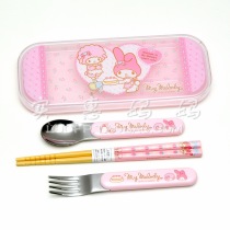 Imported special spot Japan direct delivery My Melody Melody flower portable tableware set of three
