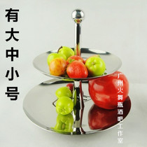 Fashion European double stainless steel fruit cake double dian xin pan candy dish cake gan guo pan