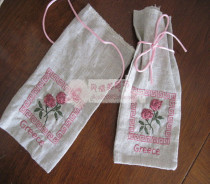 New foreign trade rose embroidery Linen aromatherapy storage happy bag Gift packaging bag European home fabric