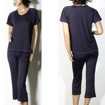 Foreign trade day single womens high-play professional yoga suit short sleeve shirt 7-point Pants Dance suit jumping exercise fitness suit