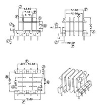 EF20 transformer core skeleton four slot L foot lying 4 4pin 10 sets
