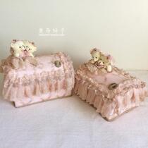 Korean-style lace rattan bear storage box finishing box storage basket storage box Bookbox cosmetics storage box