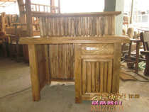 YL014 original ecological cashier solid wood welcome station water camphor wood cash register desk front desk log service counter customization