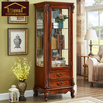 American Solid Wood Wine Cabinet Living-room Decorative Cabinet Lockers Single Door Wine Cabinet Display Cabinet Eurostyle Glass Wine Cabinet