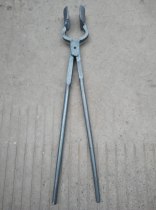 Fire pliers iron pure hand-made extra-large fish mouth type 500m clip iron pure steel barbecue tongs aluminum ingot pliers