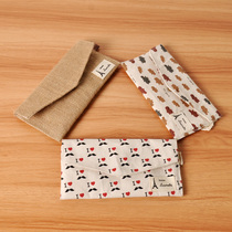 Green Pleasant Cotton Hemp Cloth Zero Money Bag Cute Cartoon Portable Small Wallet Cotton Hemp Cloth Art Hand Grab Han Edition Multi-Card Bag