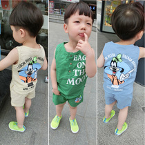 2 Children 5 boys vest set linen 1-3 years old male baby cotton linen summer 6 men treasure two-piece set 2019 New