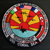 (Shocka) US Sea Chun Coral Sea Number Aircraft Carrier Mediterranean Sunset Cruising Deployment Arm Badge