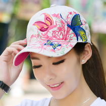 Ethnic style cap Childrens spring travel baseball cap Butterfly embroidery pure cotton all-match summer sunshade sun hat