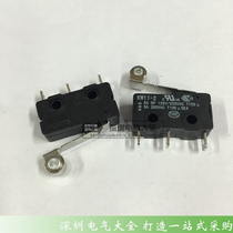Small micro switch micro limit travel switch KW11-2 with metal wheel 3 feet Silver Point UL certification 5A