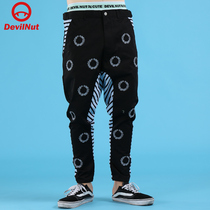 DEVIL NUT Tide Card Striped Grass Ring Double Waist Men Casual Pants Master SFV