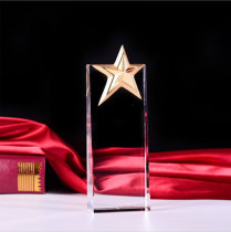 Metal three-dimensional star trophy crystal trophy medal professional custom high-grade custom five-pointed star Trophy