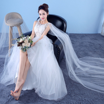 Wedding dress 2020 New Bride wedding strap lace flowers fashion long floating Korean shoulder