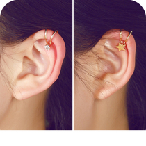 Japanese and Korean jewelry Single diamond star stud earrings Temperament clip earrings Ear clip No ear hole female fake ear ornaments Ear bone clip Sen department