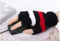 Spot USB electric heating gloves stripe open finger warm gloves electric heating gloves removable and washable
