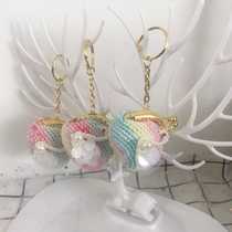 Mango Family Diy Pure Hand Crochet Hook Crochet Small Swanky Mouth Gold Bag Pendant Can Put Zero Money Coin Wool Cord Finished Product