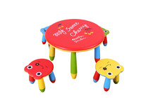 Tonggong Aoki Tong Round table round stool Childrens table and chairs suit cartoon parquet toddler study printed plastic animal table