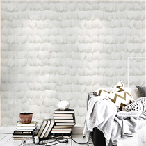  Simple Korean gray feather non-woven wallpaper bedroom gorgeous high-end atmospheric clothing store personality full of wallpaper