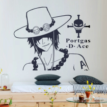 One Piece Ace Anime Wall Sticker Indoor Bedside Personality Comic Stickers College Dormitory Wallpaper Ornaments