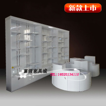 Underwear shelf Movable layer board display cabinet Island shoe cabinet with light box White wood baking paint display table customization