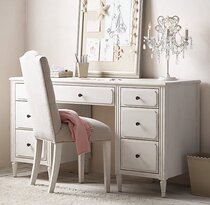 Retro solid wood desk European American with drawer desk desk childrens desk White French style