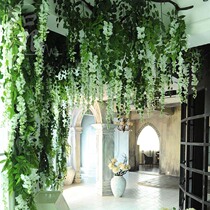 Simulation flower wisteria wall-mounted wedding flower fake flower silk flower Green Vine Vine pipe ceiling decoration Flower Vine pipe ceiling decoration Flower Vine