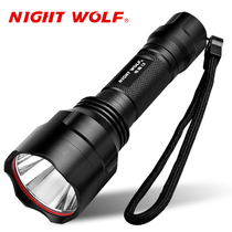 Night wolf T6 strong light flashlight charging LED long-range king focus waterproof army household C8 yellow flashlight riding light