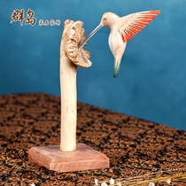 Indonesia imported hand-made solid wood carving hummingbird creative root carving root art crafts ornaments gift special