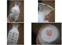 Fine authentic light crimson Guangxu famous Zhan Shun too red red double ear vase longevity old man figure ancient porcelain