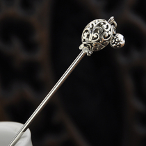 Vintage Hair Accessories Seedlings Silver Hollow Beads Colorful Diamond Hair Girls Ethnic Style Ornaments Step Rocking Plate Development Lucky Gift