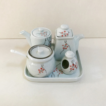 Japanese ceramic flavor pepper pot Toothpick tube Pepper pot Seasoning pot set Salt pot Plum pot Vinegar pot Soy sauce pot