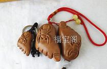 Peach wood carving contentment Changle handlebar spiders small feet Buddha foot feng shui pendants keychain