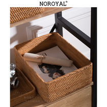  Nordic ins natural handmade storage box Flat TV cabinet Low coffee table finishing box Retro solid wood rattan basket