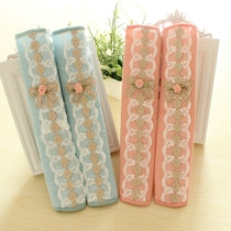 Pastoral Korean fabric lace door handle gloves double door refrigerator handle decoration cover cabinet door dust slip cover