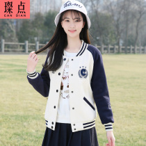  Spring and autumn short sweater jacket junior high school students autumn casual all-match college style baseball jacket cardigan