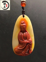 Sushan stone handlebar piece pendant collection with crystal hibiscus stone to hang the play piece pendant-Guanyin boutique stone sculpted pendant