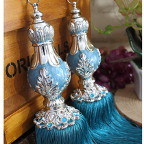 European modern simple curtain buckle strap lace-up hanging ball tassel hook A pair of cable ties drawstring tied rope flower