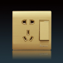 seemeng new wall switch socket panel golden aluminum brushed one five hole socket