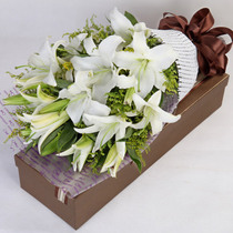 Mid-Autumn Festival National Flower White Lily Bouquet Birthday Flowers Express City Nanjing Changchun Taiyuan Chongqing Xian